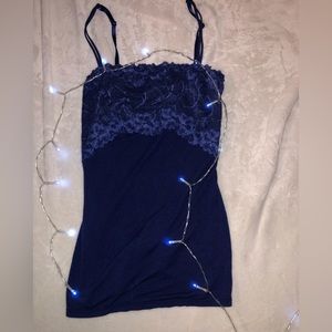 y2k dark blue lace tank top 💙🌸